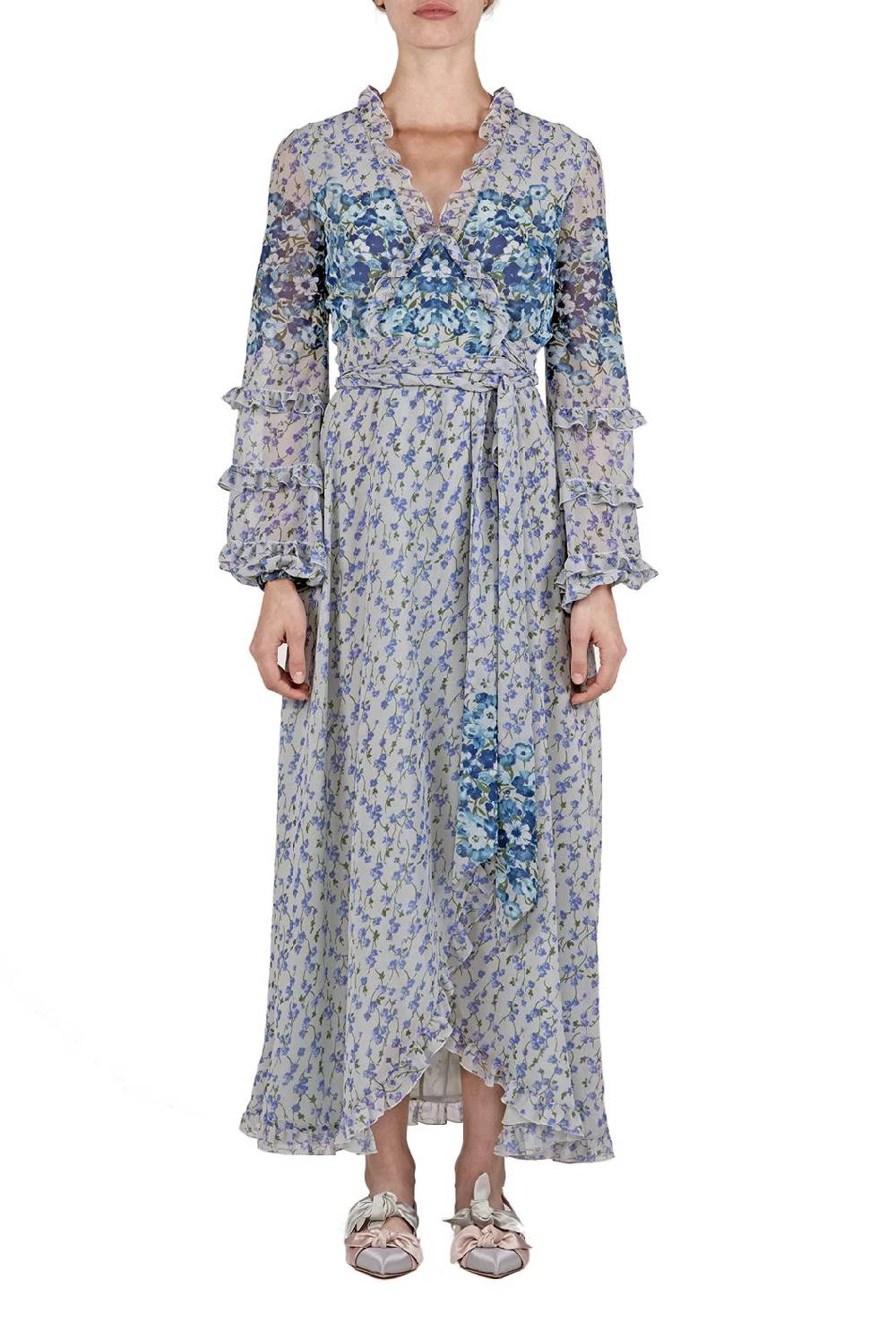 Luisa Beccaria Abito a portafoglio in georgette floreale Fino al 55% di sconto