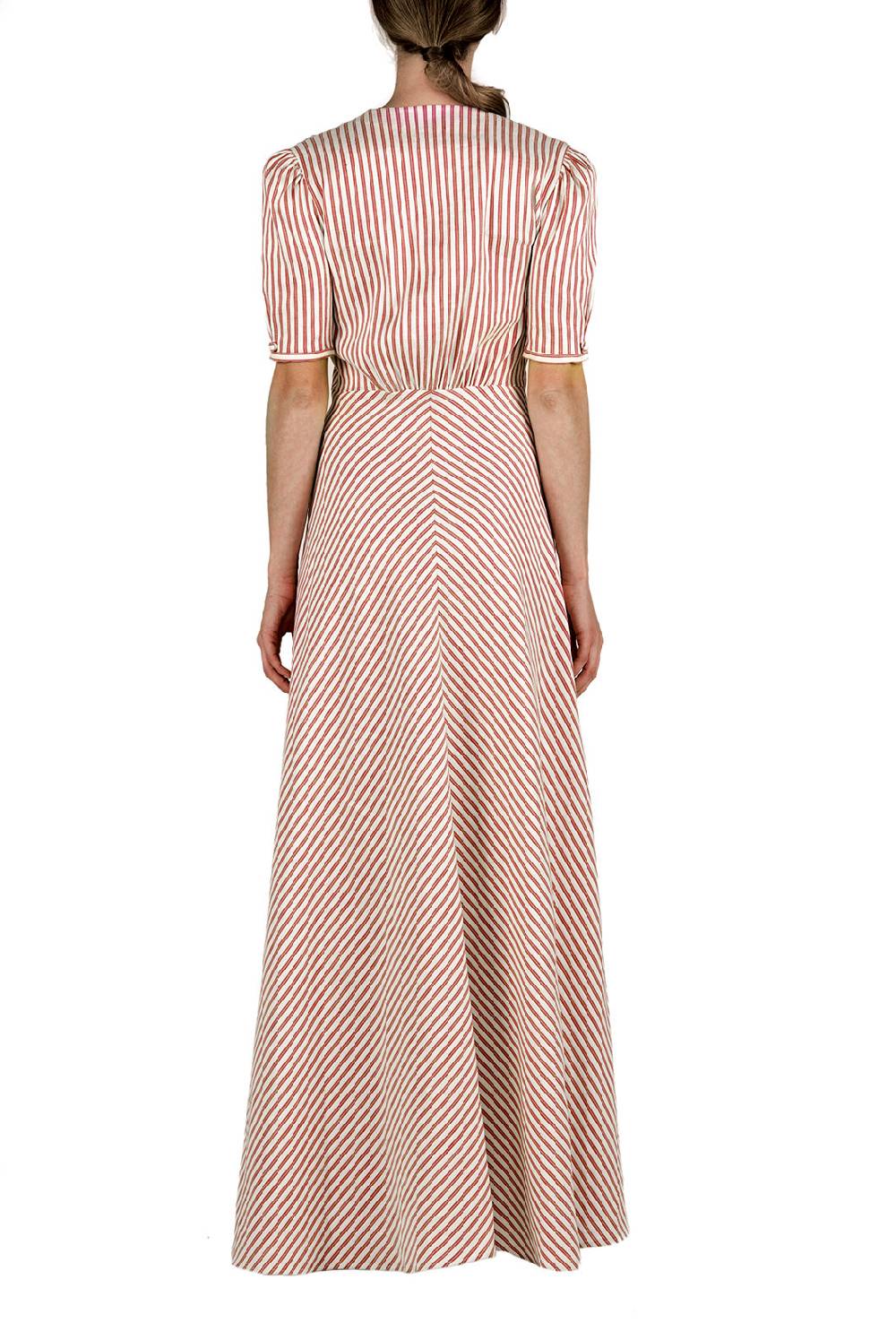 Luisa Beccaria Bottoncino rigato in cotone-lino Discount Store per i nuovi prodotti