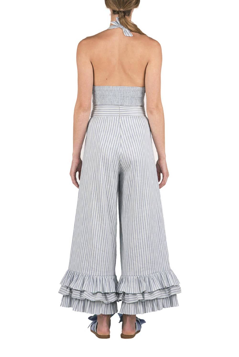 Luisa Beccaria Top all'americana in misto lino e cotone con scollo a V Super sconto