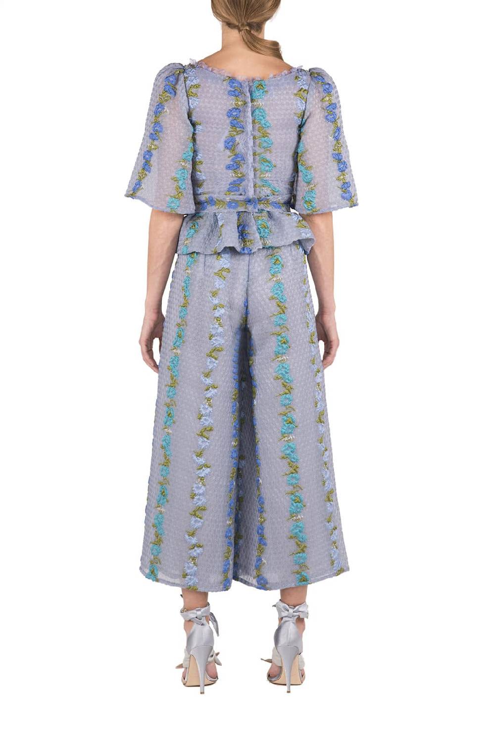 Luisa Beccaria Top in Organza Fil Coupè Floreale Rigato Esporta salva