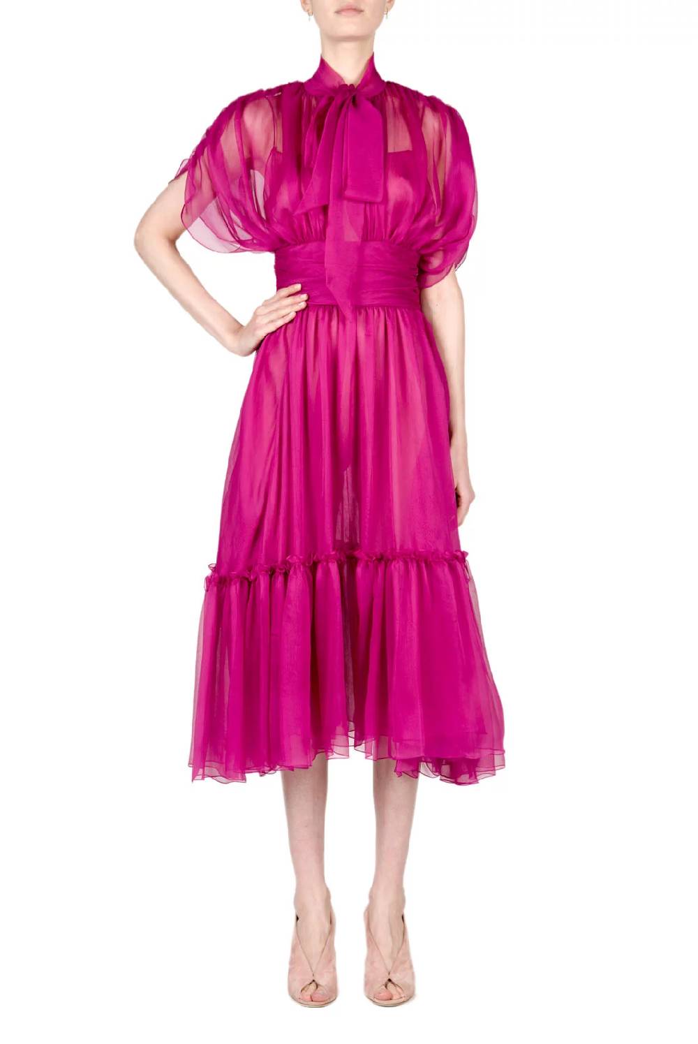 Luisa Beccaria Abito midi Charlotte in chiffon Duty-free