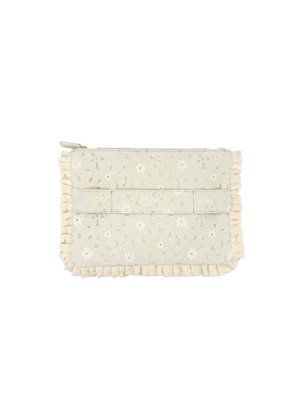 Luisa Beccaria Pochette Piccola A Mano In Pizzo Floreale Crema Sconti questo mese
