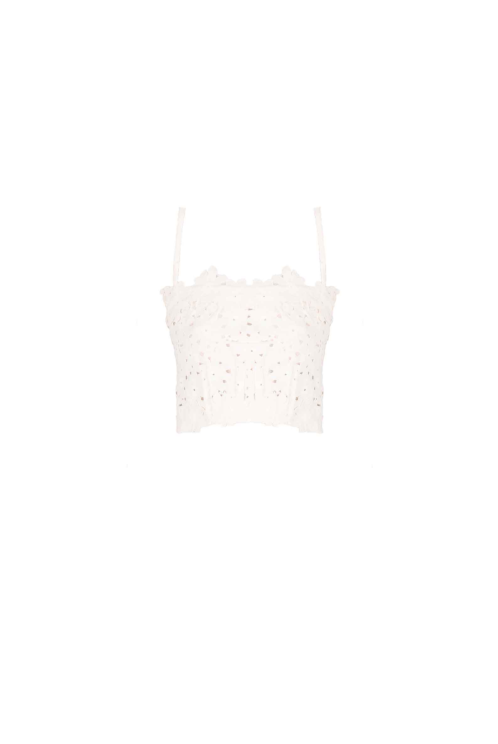 Luisa Beccaria Top con spalline sottili in pizzo floreale 2025