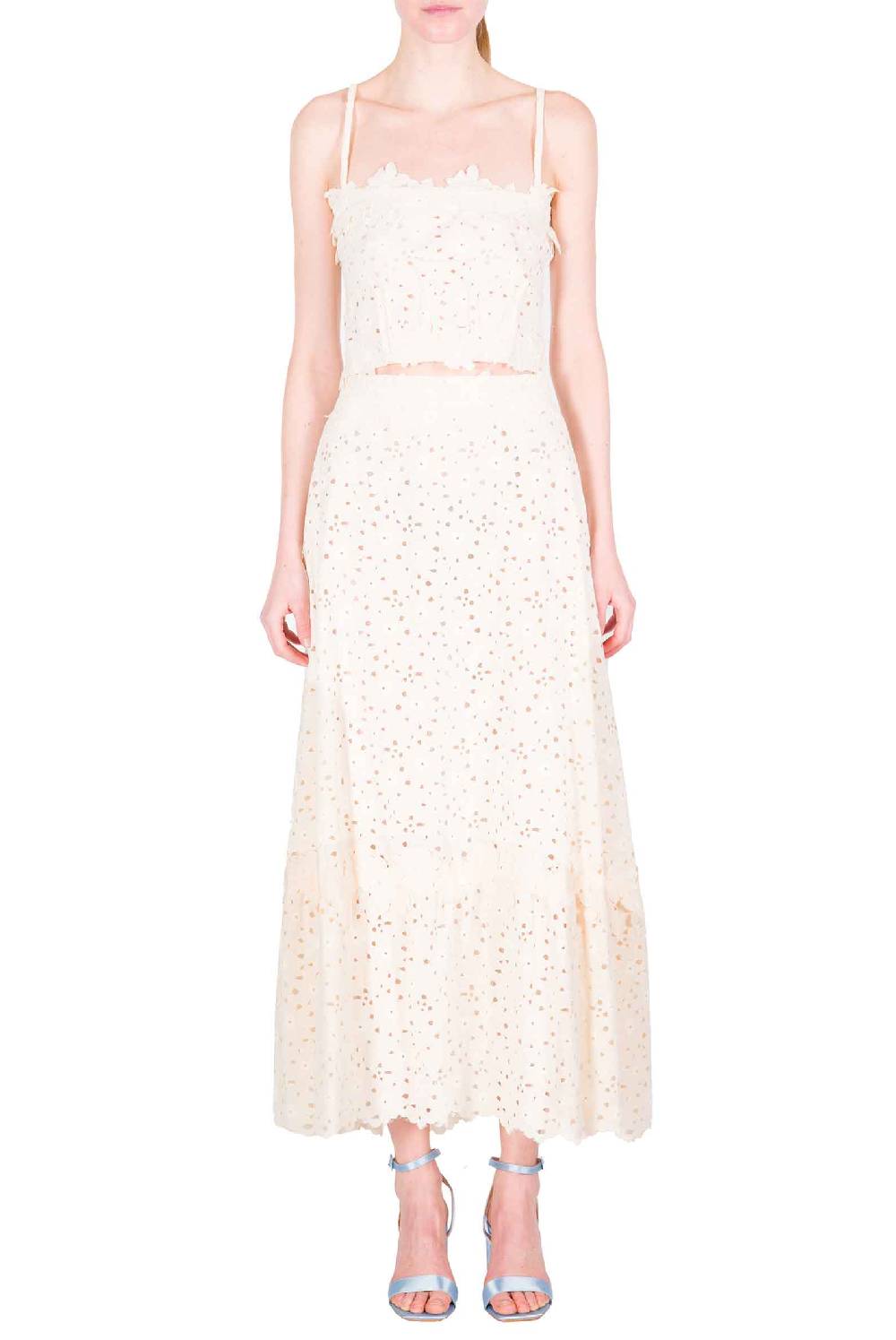 Luisa Beccaria Top con spalline sottili in pizzo floreale 2025