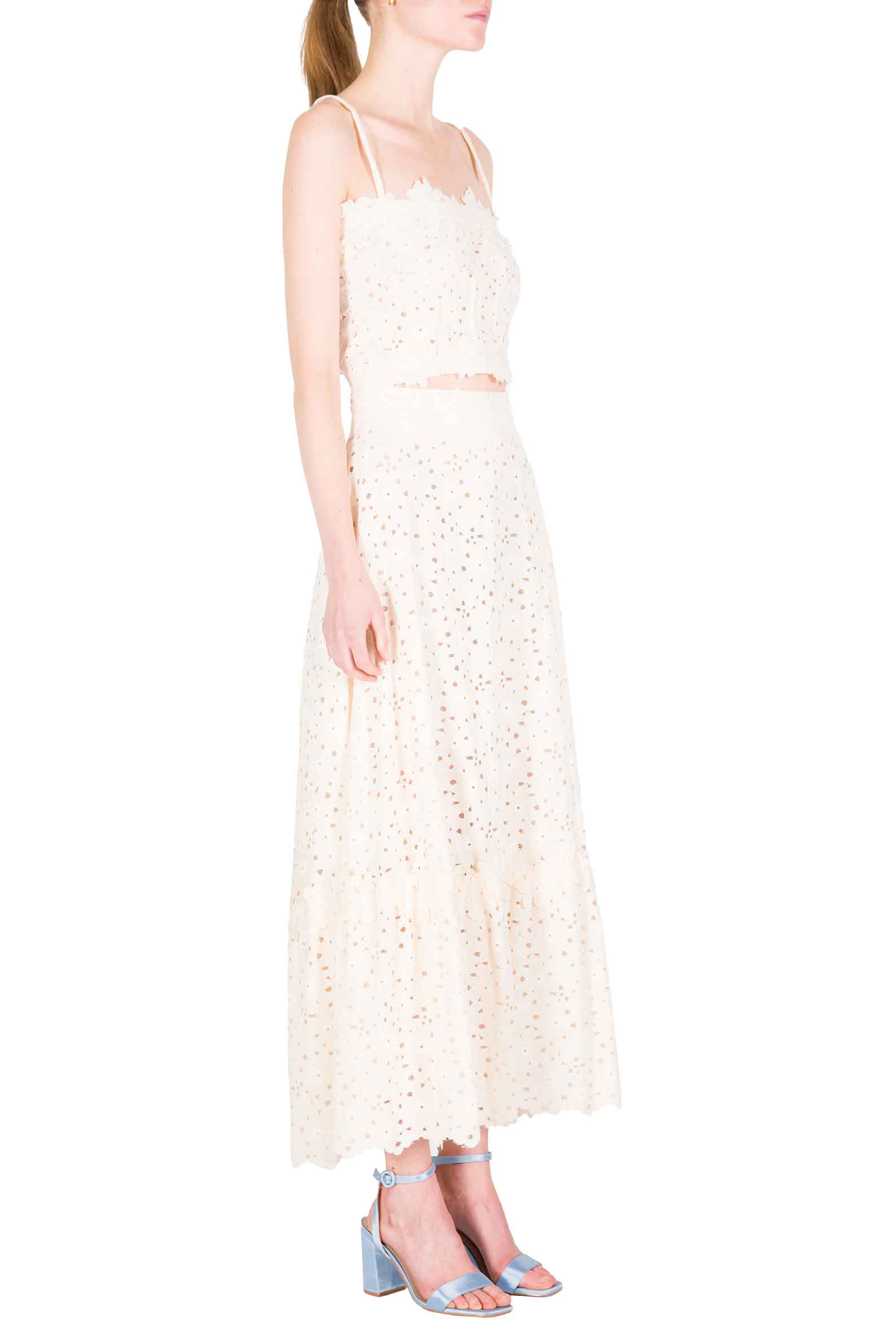 Luisa Beccaria Top con spalline sottili in pizzo floreale 2025