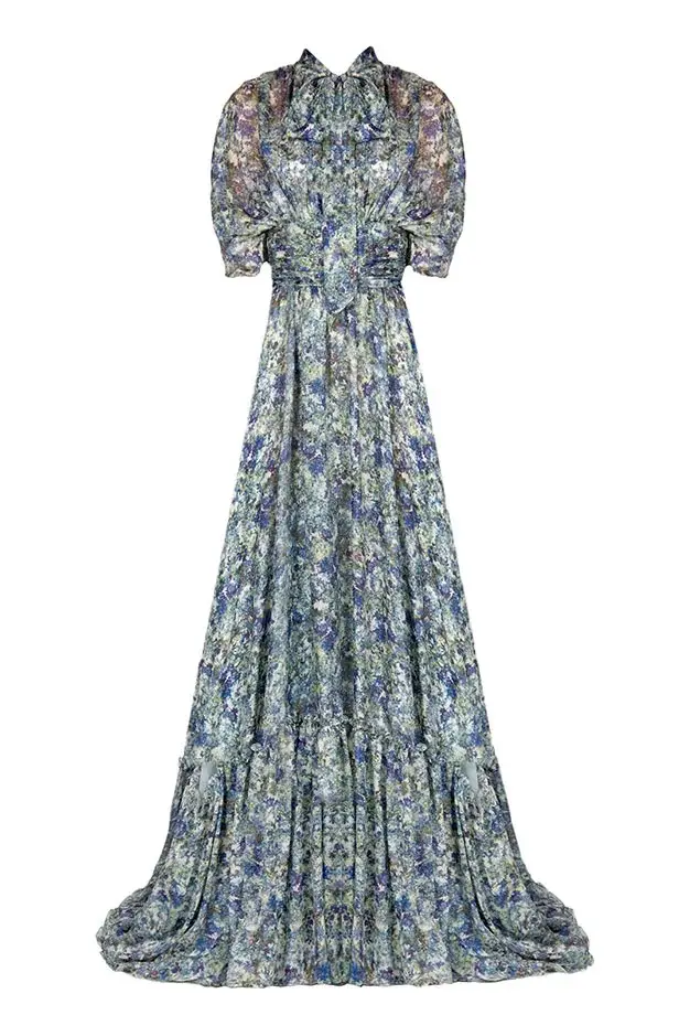 Luisa Beccaria Maxi abito in chiffon stampato Spedizione Gratuita