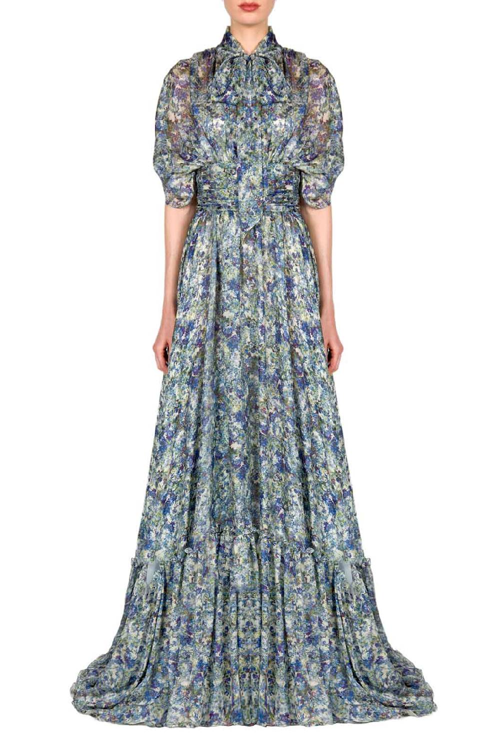 Luisa Beccaria Maxi abito in chiffon stampato Spedizione Gratuita