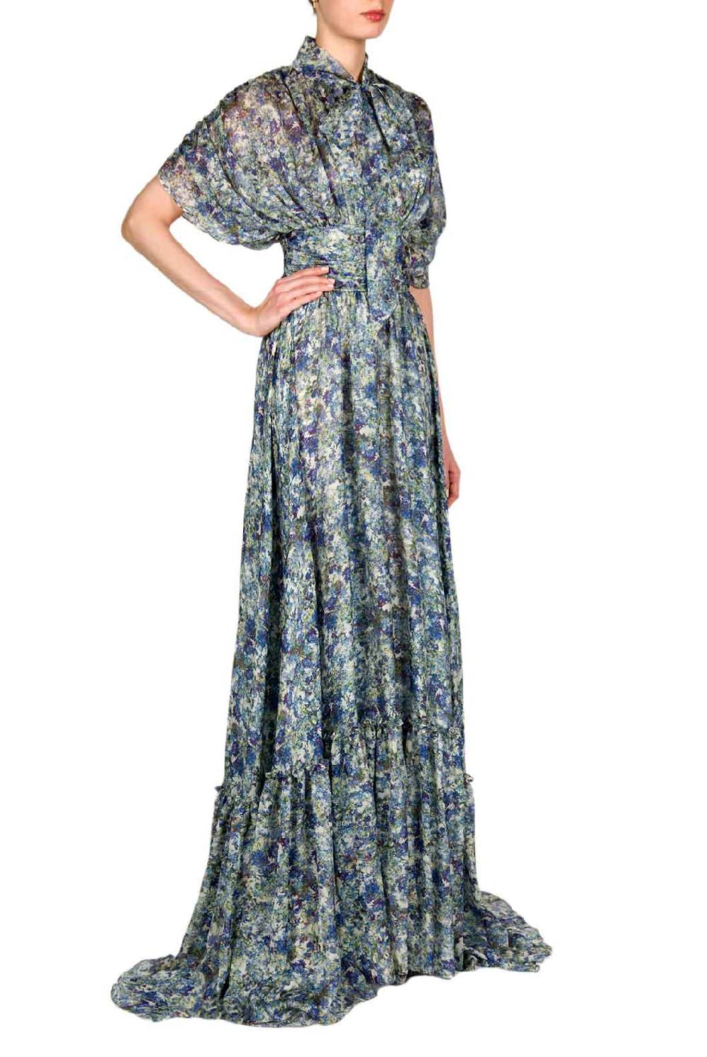 Luisa Beccaria Maxi abito in chiffon stampato Spedizione Gratuita