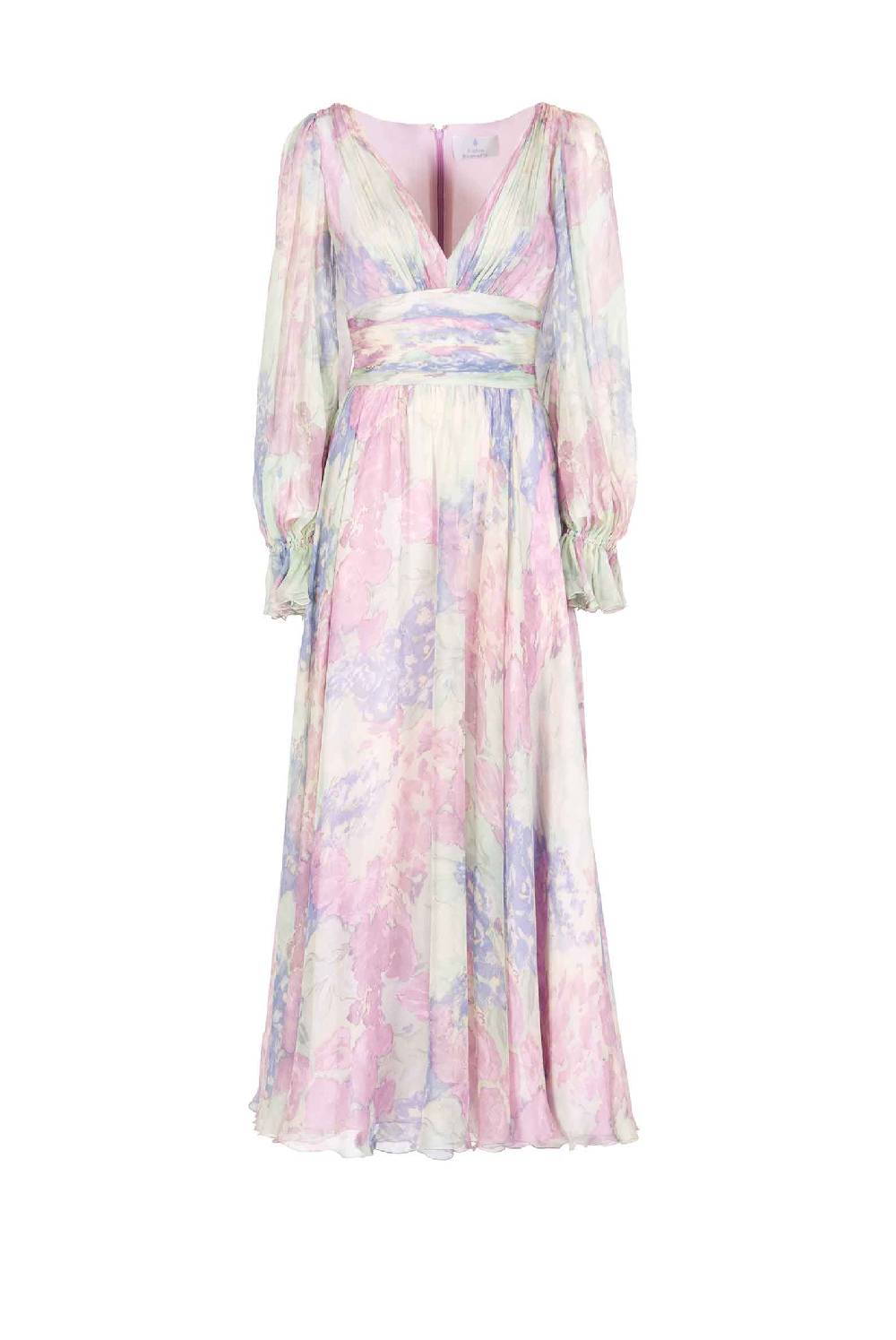 Luisa Beccaria Abito in chiffon stampato Luna con fiori astratti Acquista Ora
