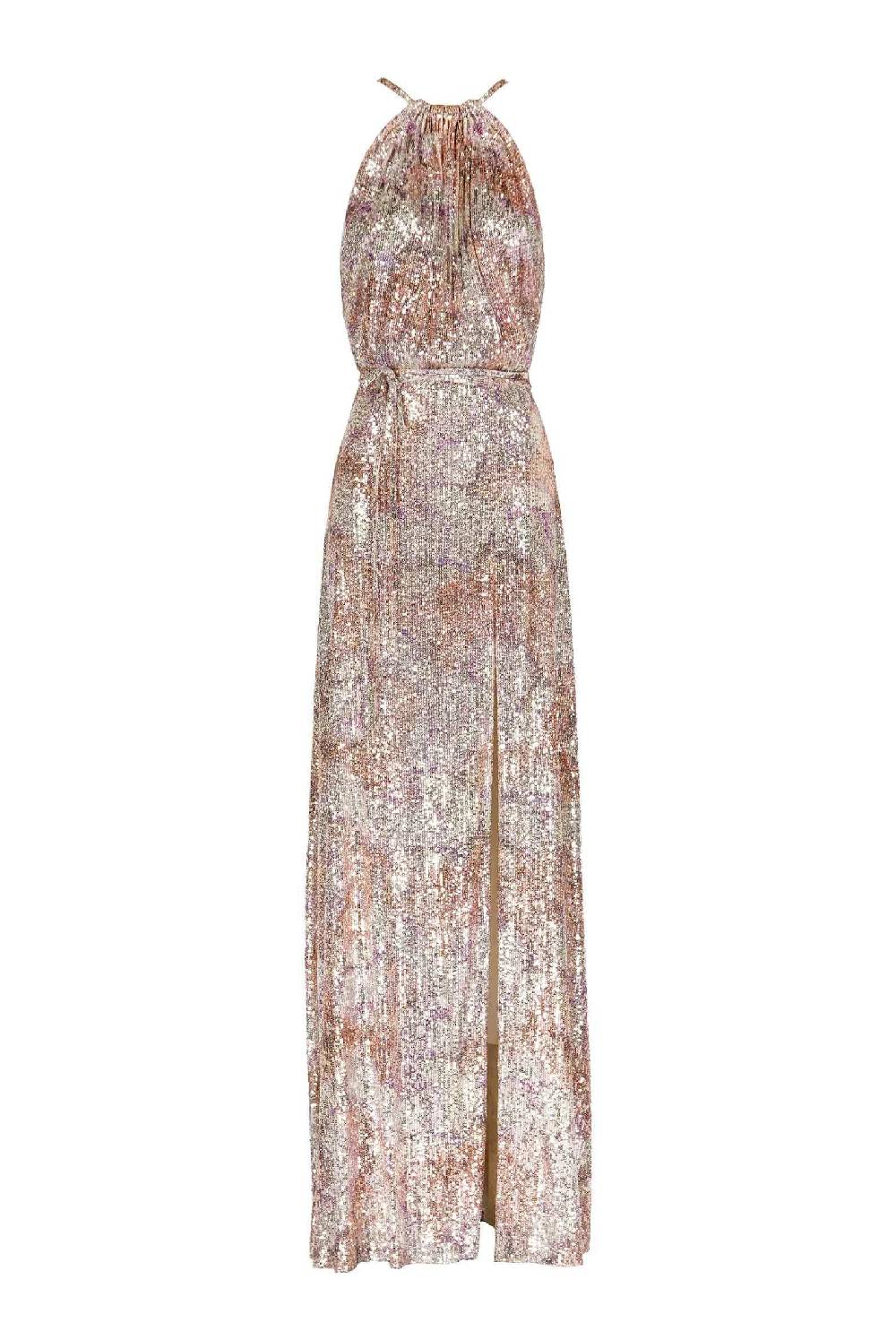 Luisa Beccaria Abito in paillettes marmorizzate con scollo all'americana