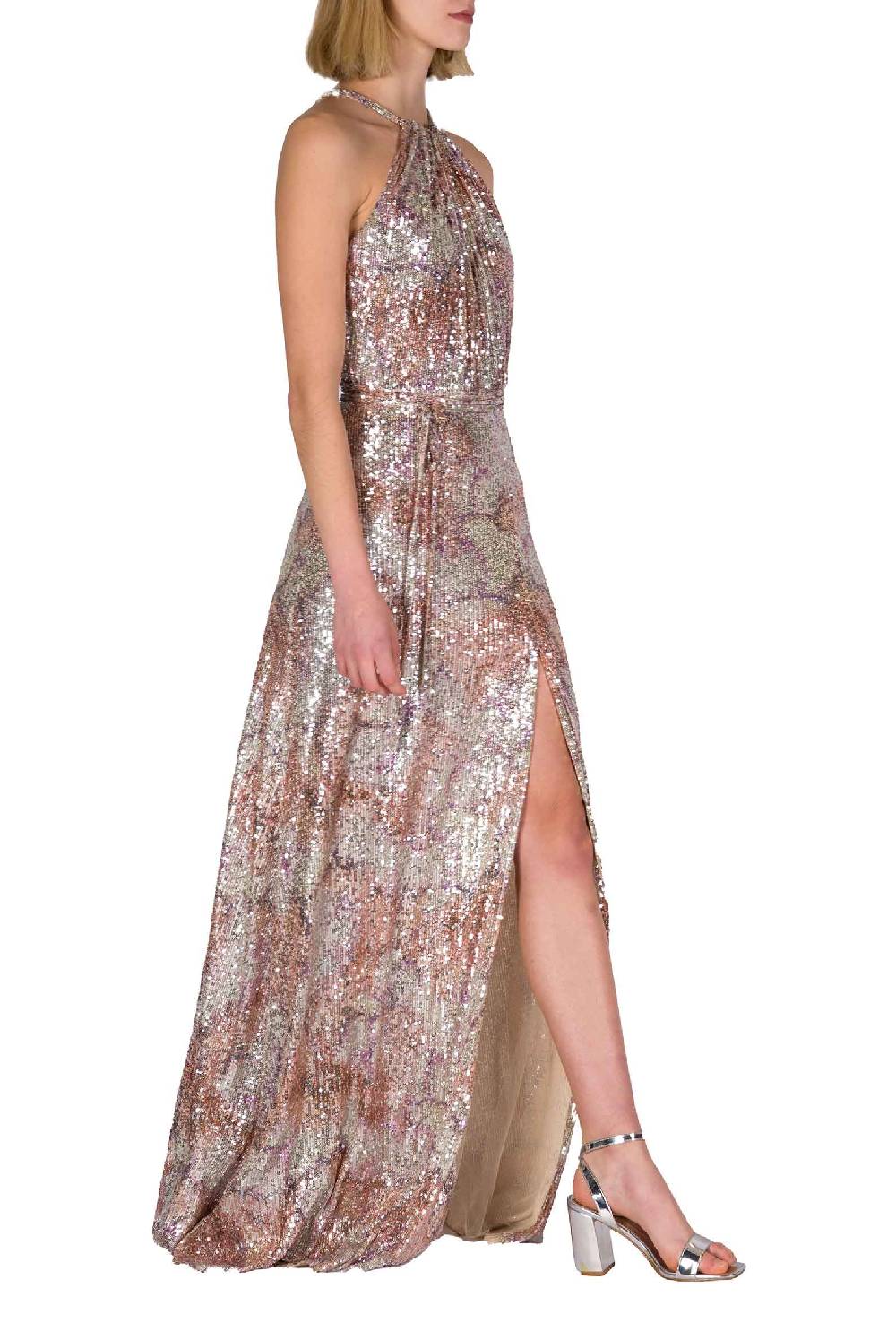 Luisa Beccaria Abito in paillettes marmorizzate con scollo all'americana Fino Al -60%