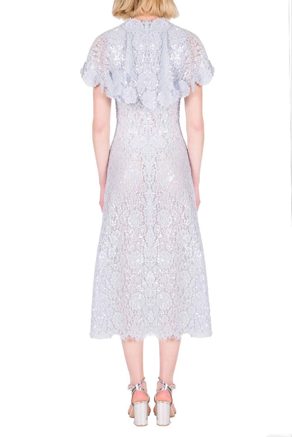 Luisa Beccaria Abito corto a mantella in pizzo con paillettes Shopping Online