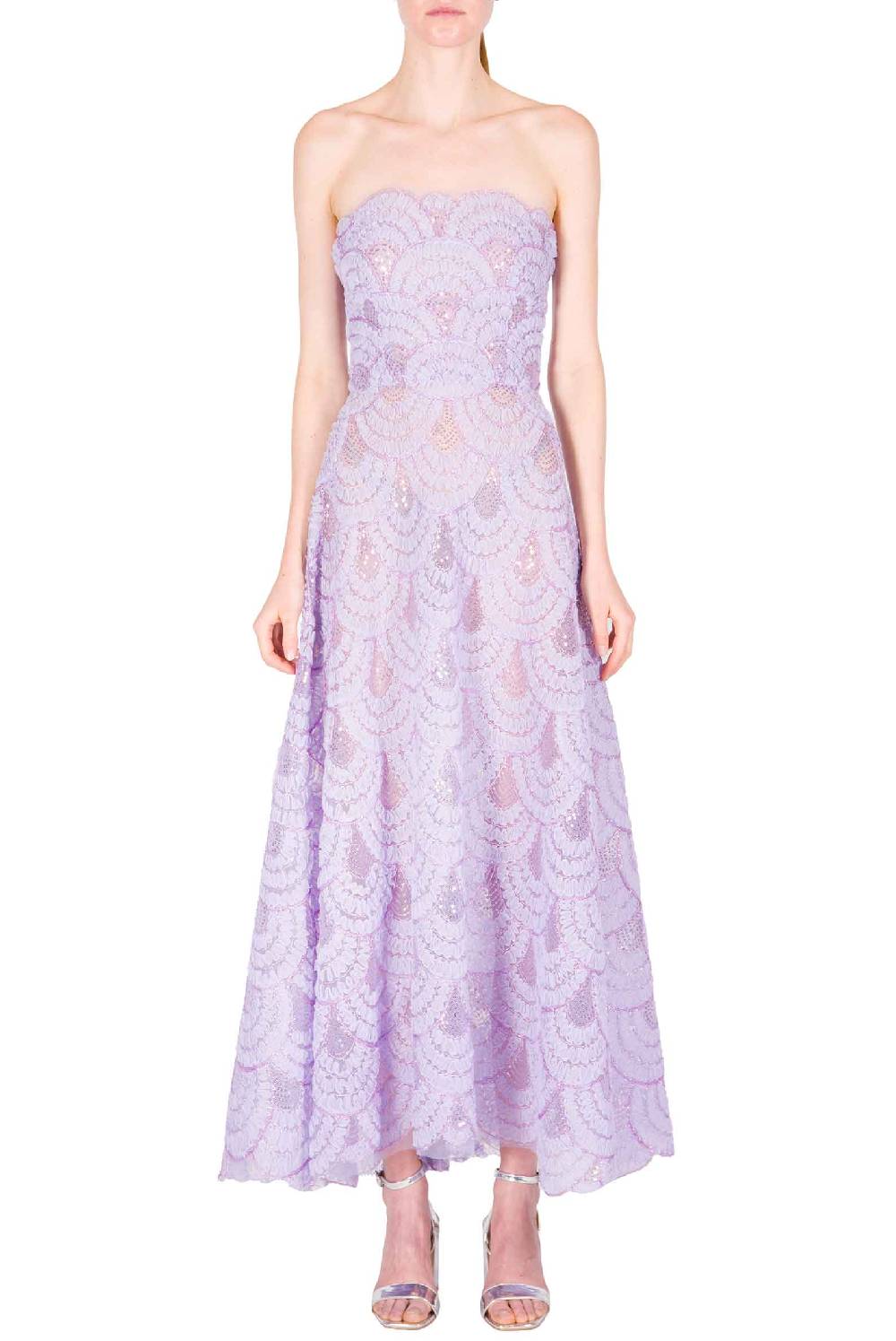 Luisa Beccaria Abito bustier midi in tulle con paillettes Affare Del Giorno