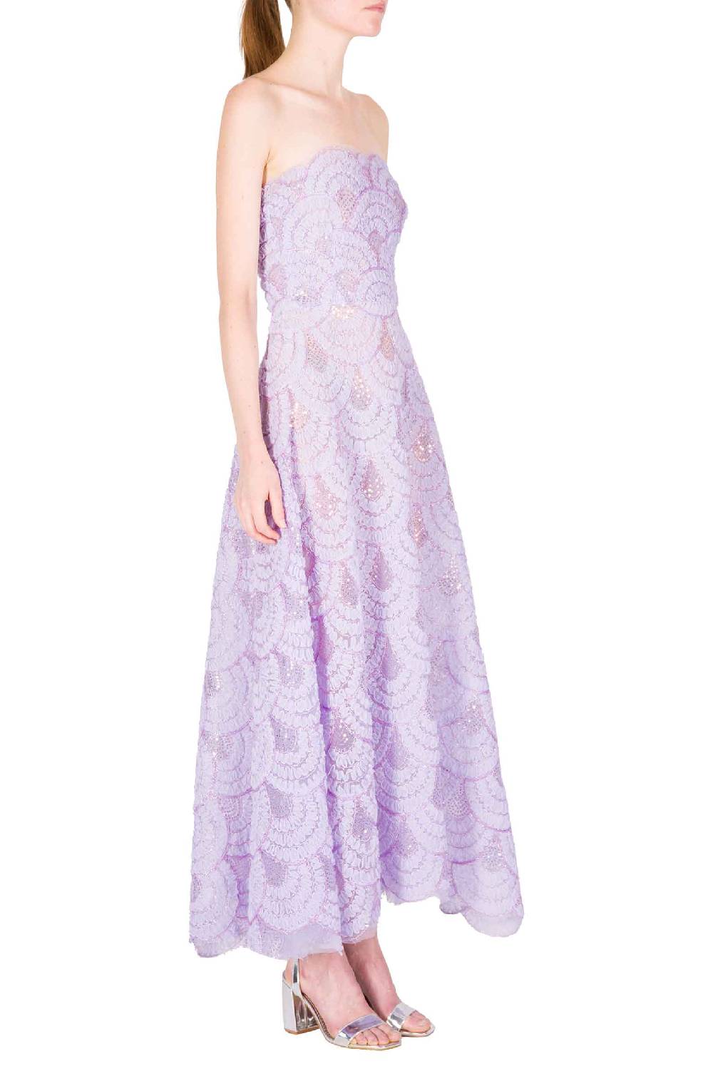 Luisa Beccaria Abito bustier midi in tulle con paillettes Affare Del Giorno
