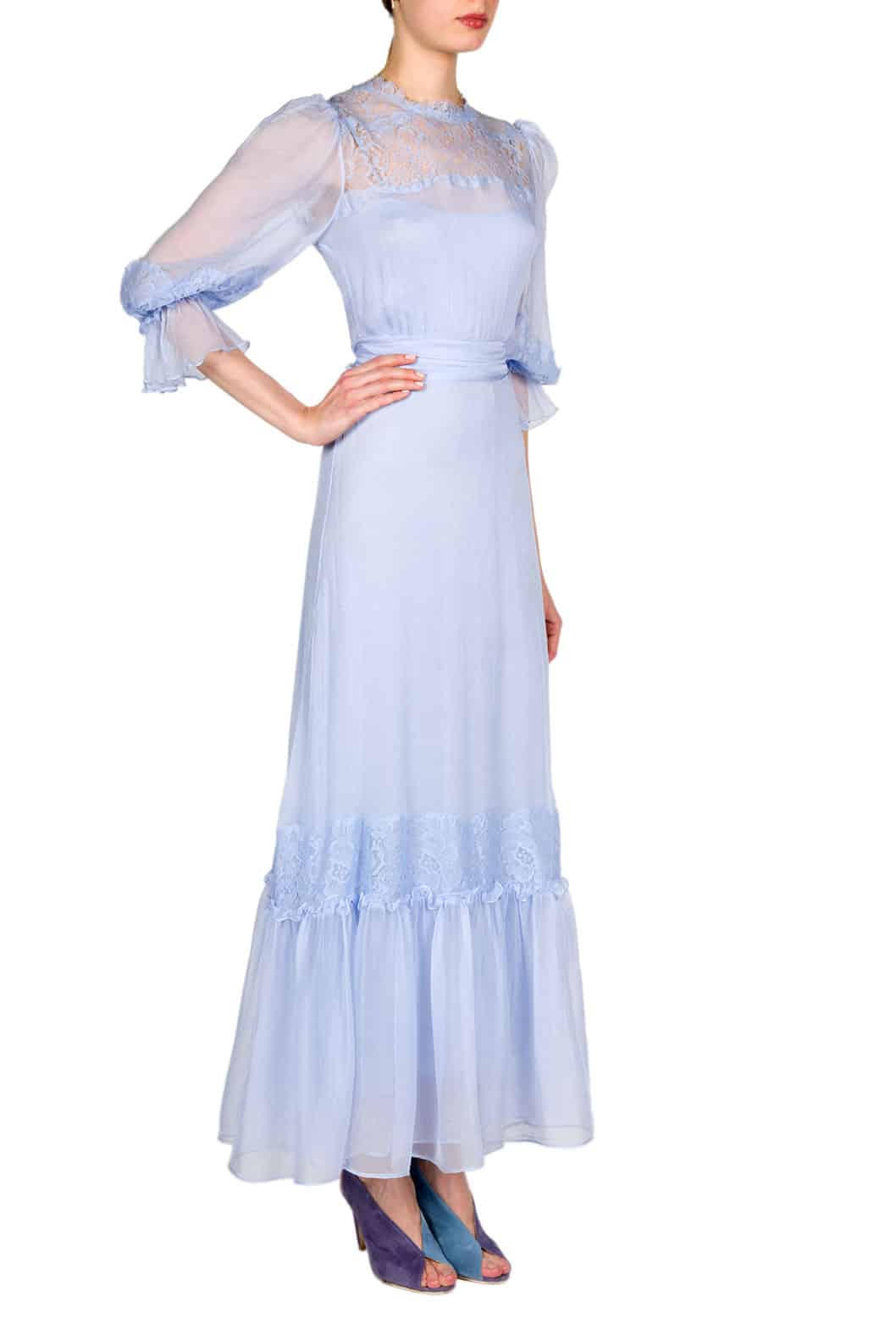 Luisa Beccaria Abito in chiffon decorato in pizzo Offerta