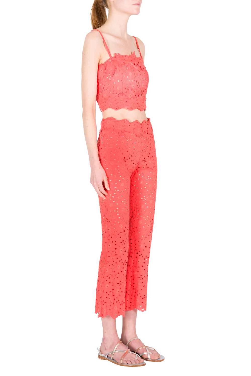 Luisa Beccaria Top in pizzo floreale incrociato Economico