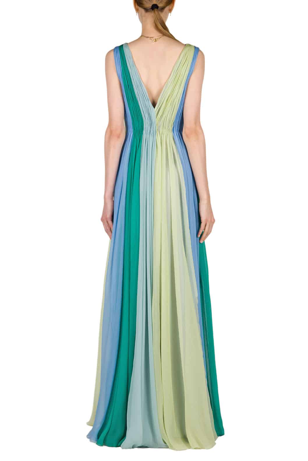 Luisa Beccaria Maxi abito in chiffon multicolore Outlet