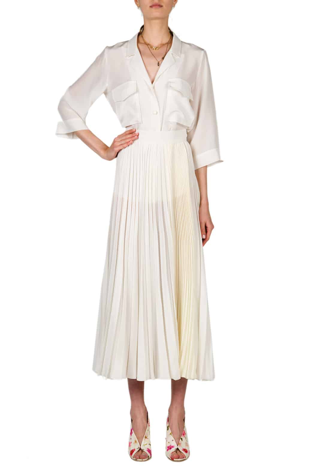 Luisa Beccaria Top in crêpe decorato con tasche applicate In Vendita