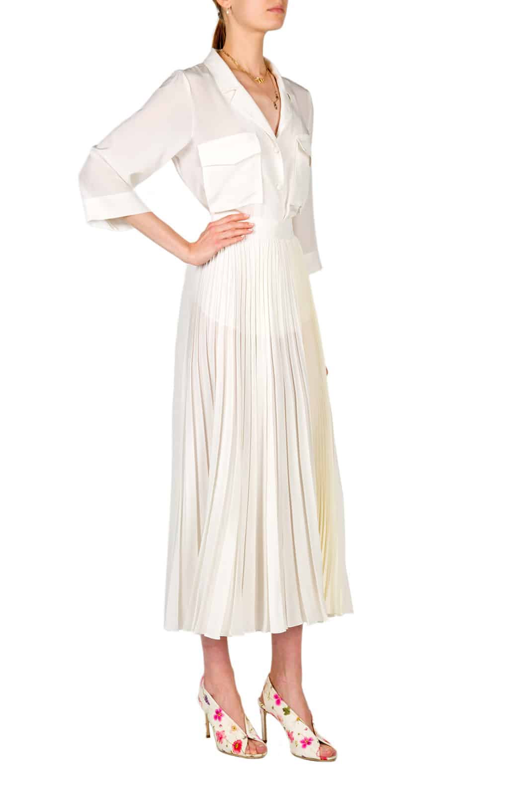 Luisa Beccaria Gonna midi plissettata in crepe de chine Offerte