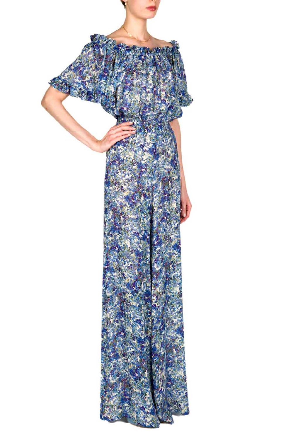 Luisa Beccaria Tuta con stampa floreale con spalle scoperte Moda
