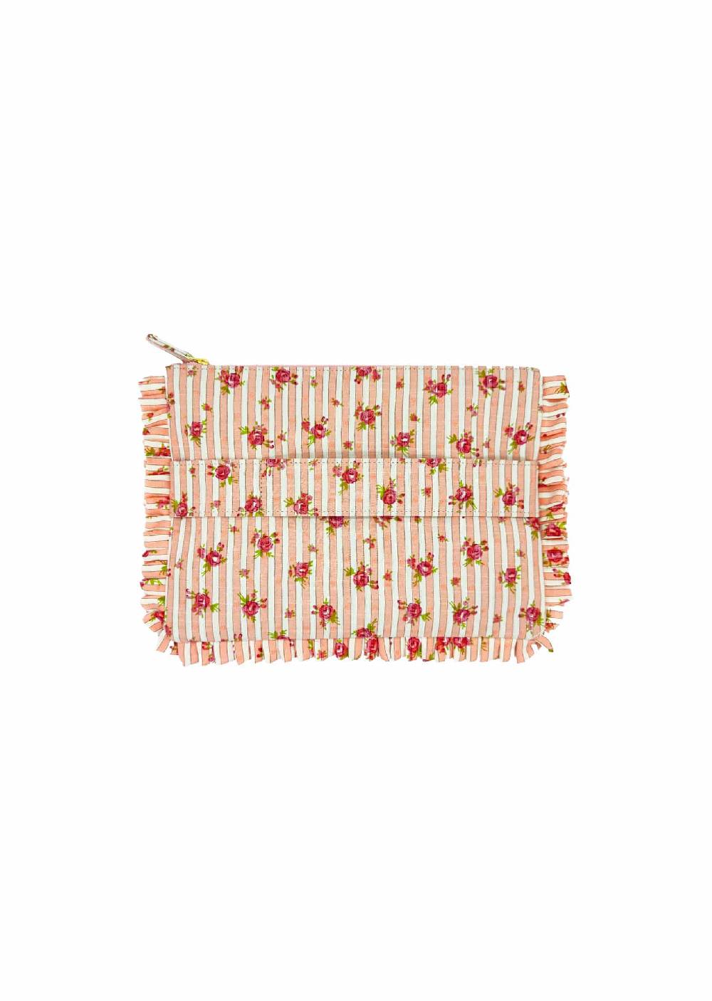 Luisa Beccaria Pochette Piccola a Mano Rose Rigate Rosa Sconto di tempo limitato