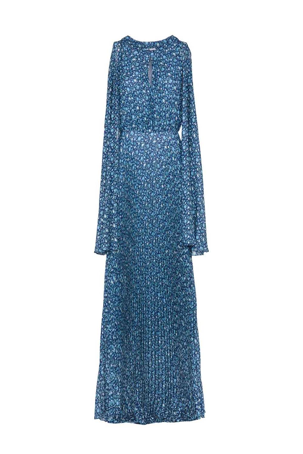 Luisa Beccaria Abito lungo micro floreale plissettato Offerta speciale