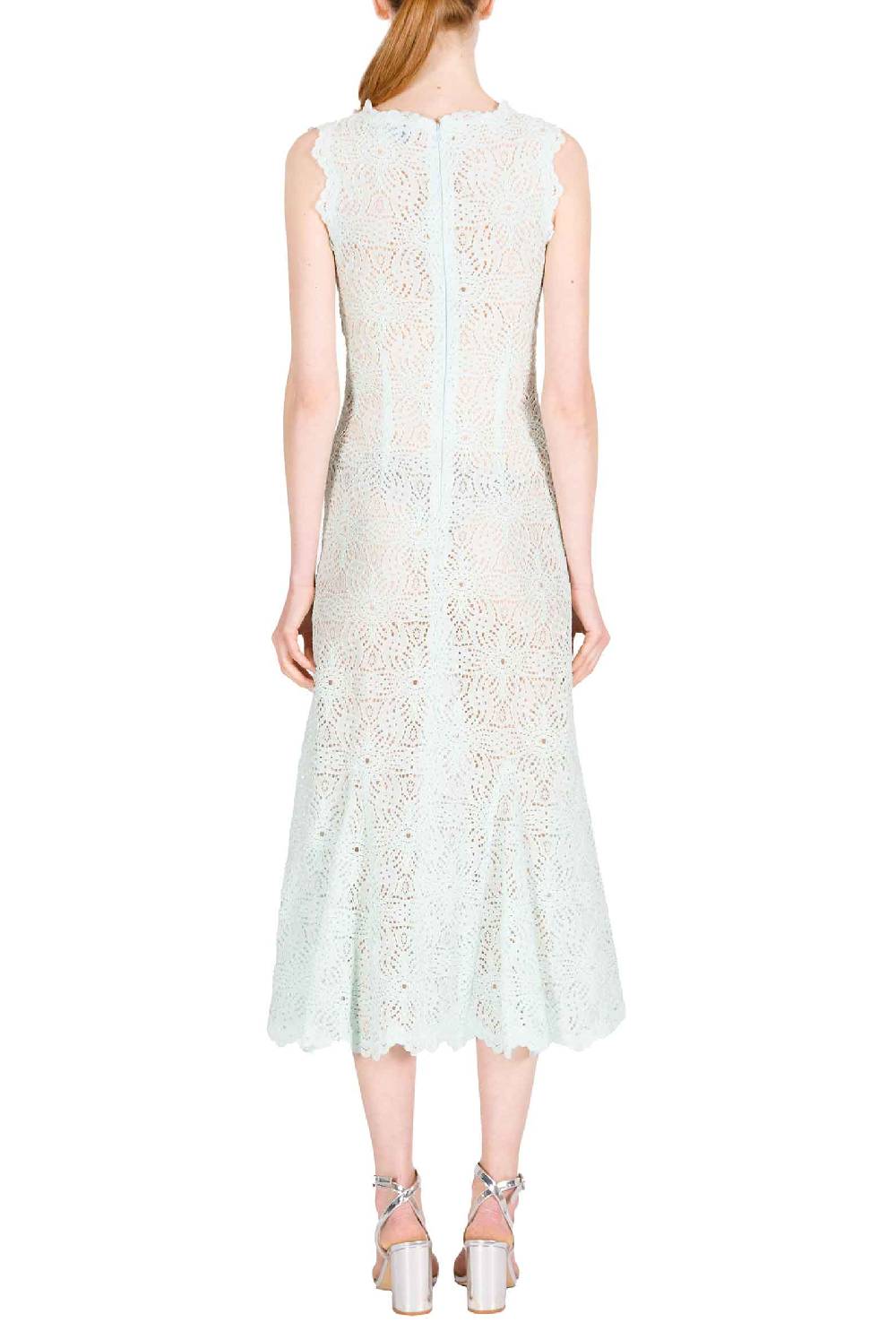 Luisa Beccaria Abito midi in pizzo blu ghiaccio Shopping online