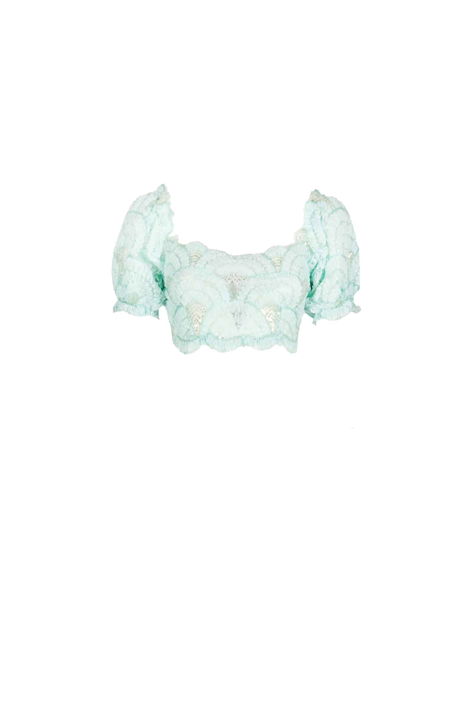 Luisa Beccaria Maniche a sbuffo in tulle con paillettes e spalle scoperte Vendite stagionali