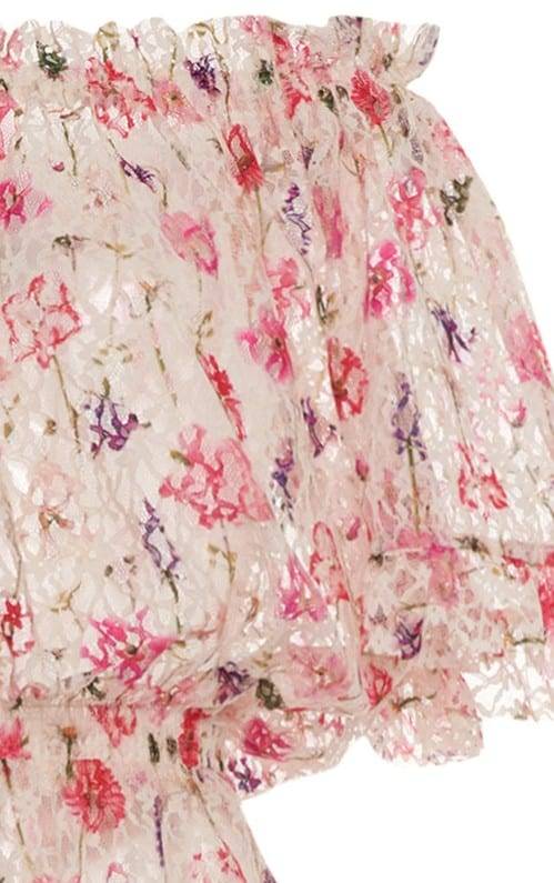 Luisa Beccaria Tuta in pizzo con stampa floreale con spalle scoperte Offerta per la Festa della Mamma