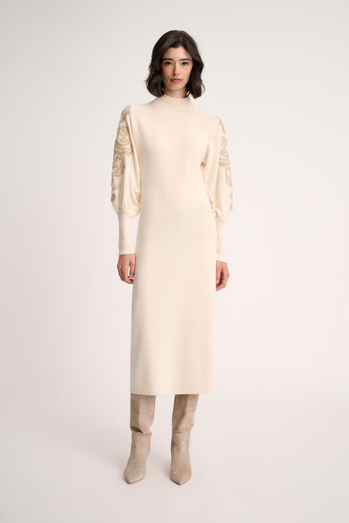Luisa Spagnoli Maioliche - Abito in lana ricamata Shopping Online