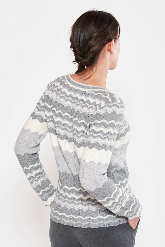Rrocco Ragni Maglia a fantasia con scollo a V Offerte giornaliere