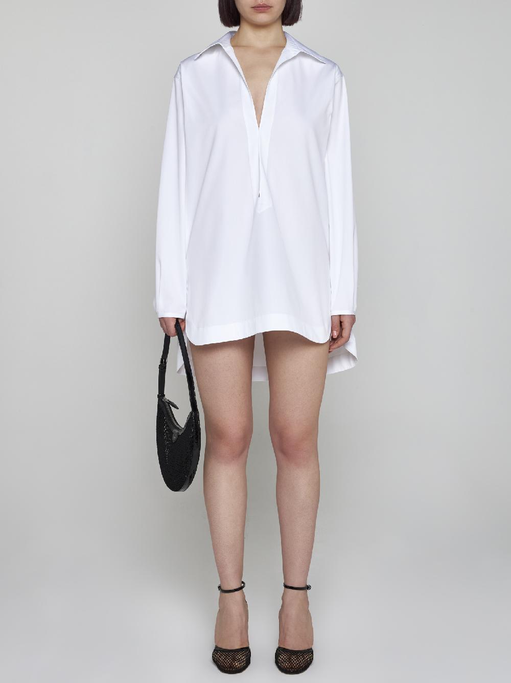 ALAÏA Chemisier a tunica in popeline di cotone bianco Presa