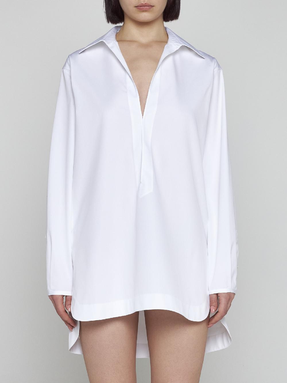 ALAÏA Chemisier a tunica in popeline di cotone bianco Presa