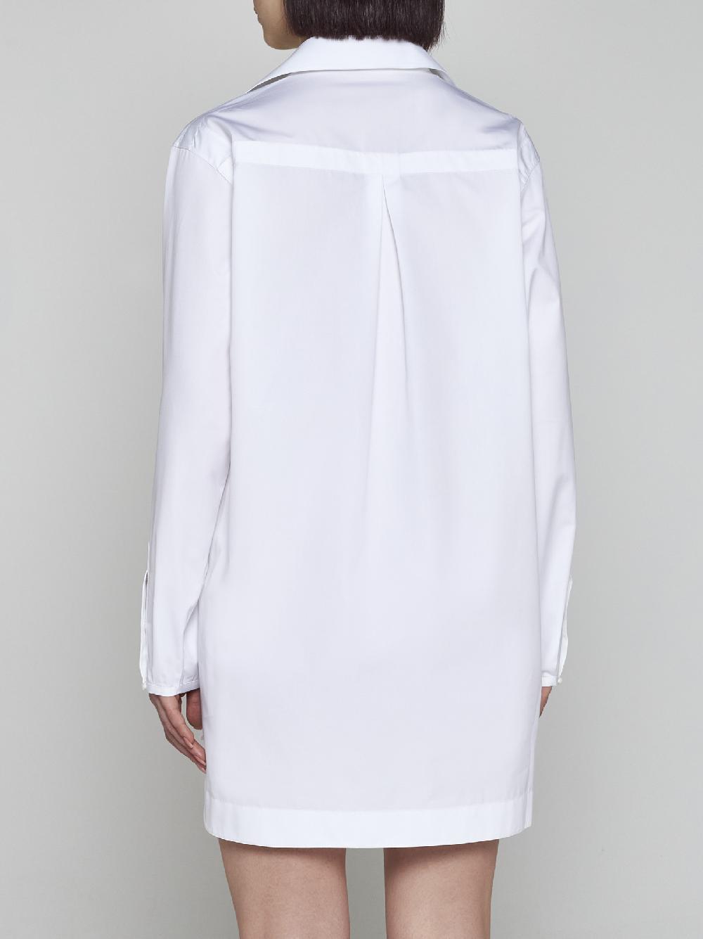 ALAÏA Chemisier a tunica in popeline di cotone bianco Presa