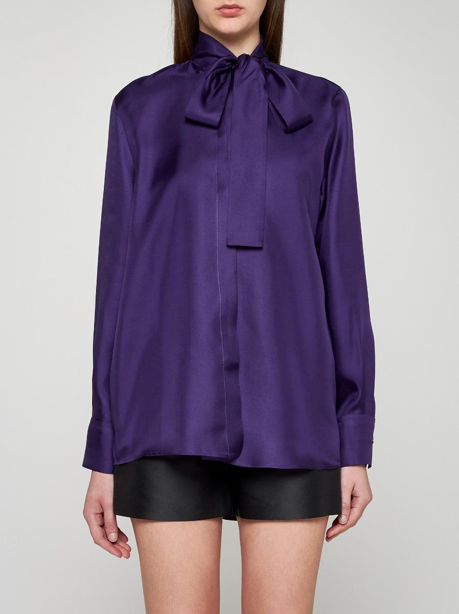 BLANCA VITA Camicia Campanula in seta con fiocco In Saldo