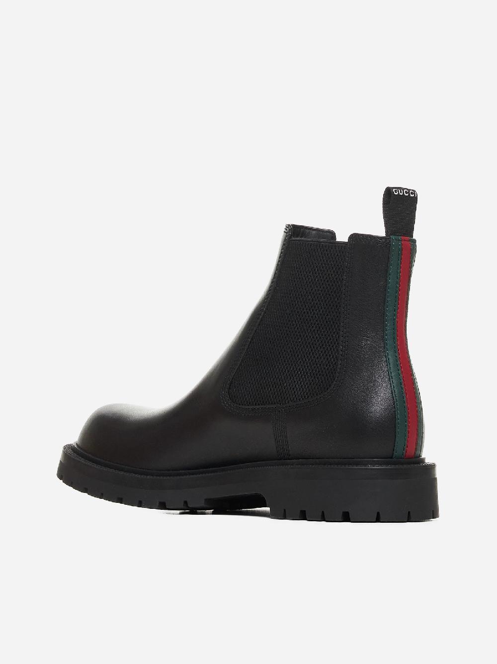GUCCI Stivaletti Chelsea in pelle con Web In Vendita
