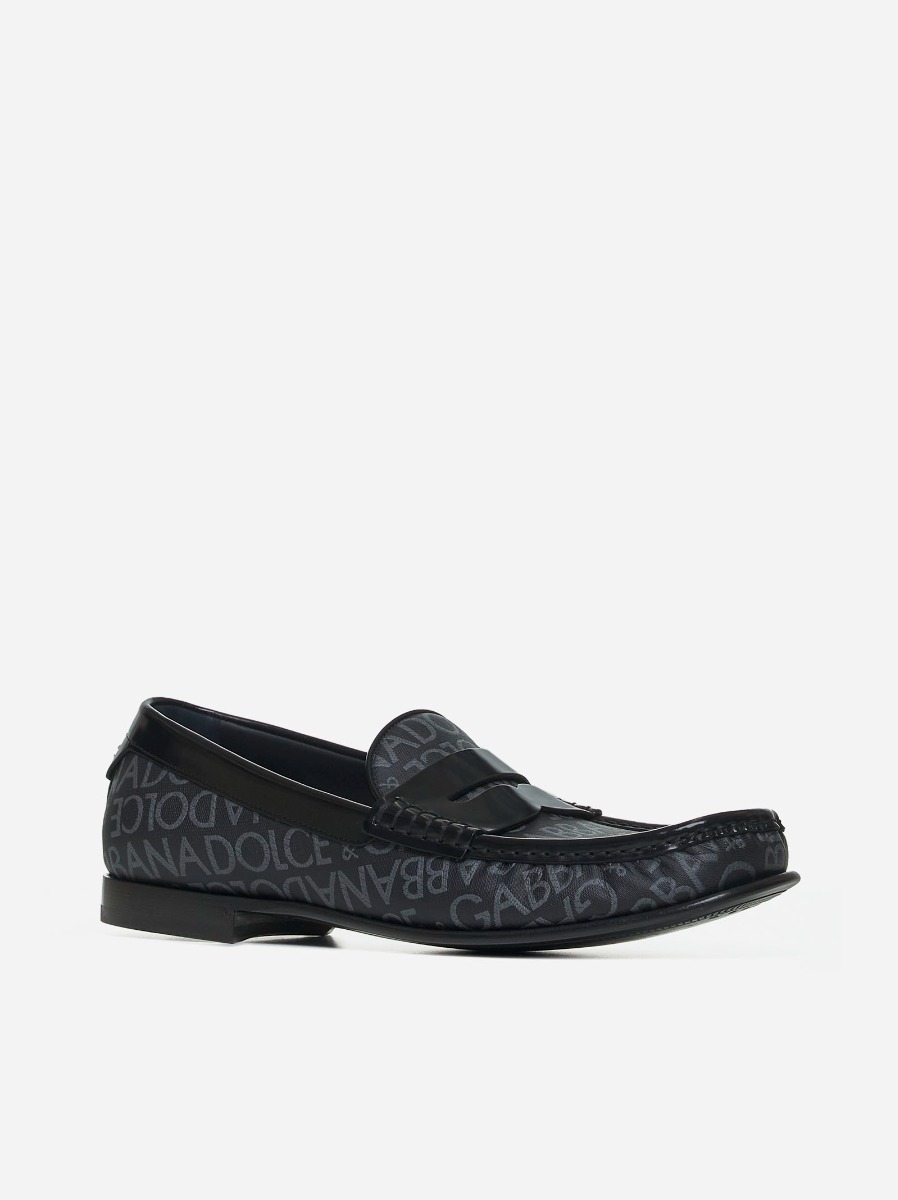 DOLCE & GABBANA Mocassini in tessuto a logo all-over Offerte