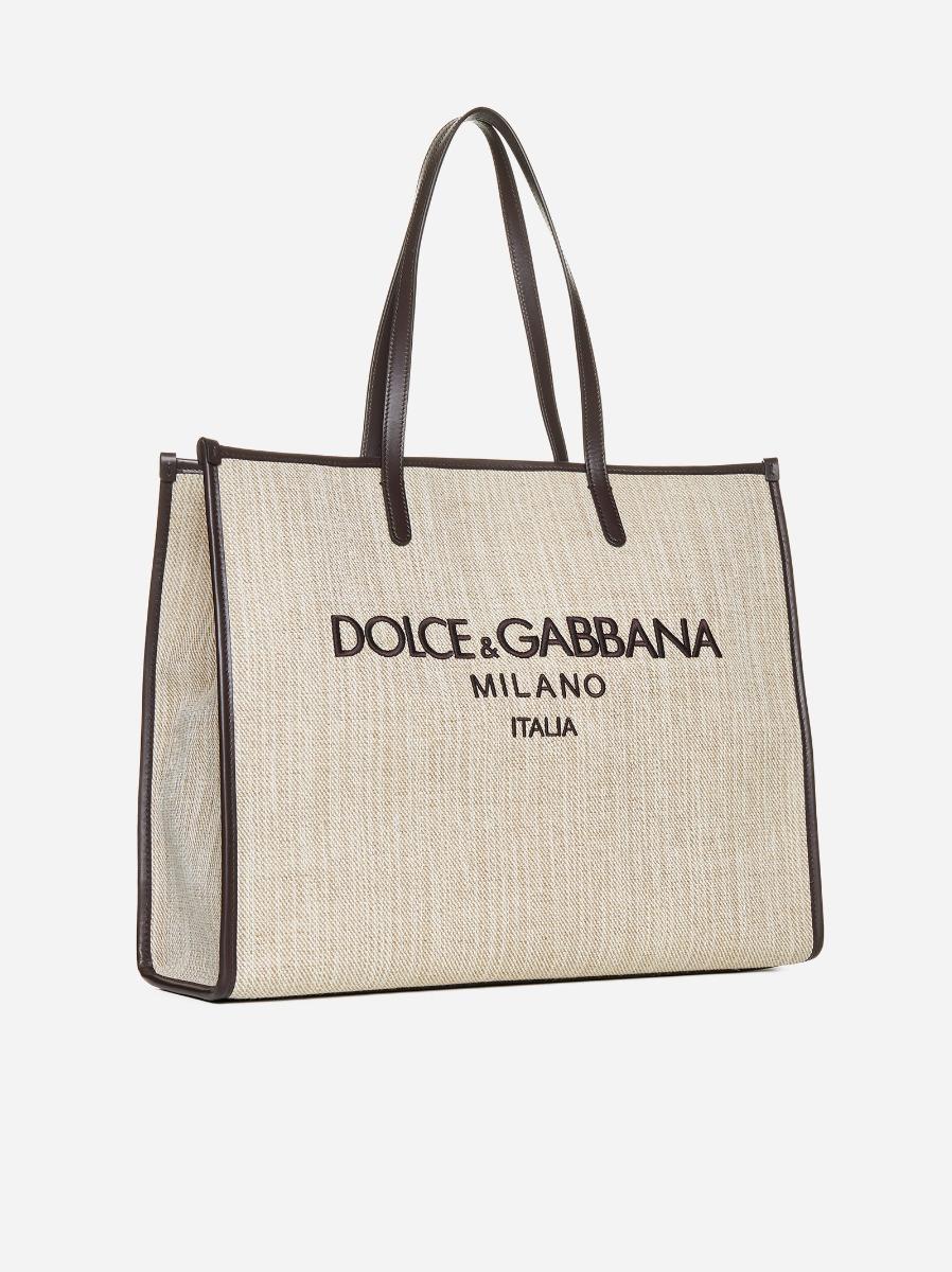 DOLCE & GABBANA Borsa shopping grande in tela con logo Shopping Online