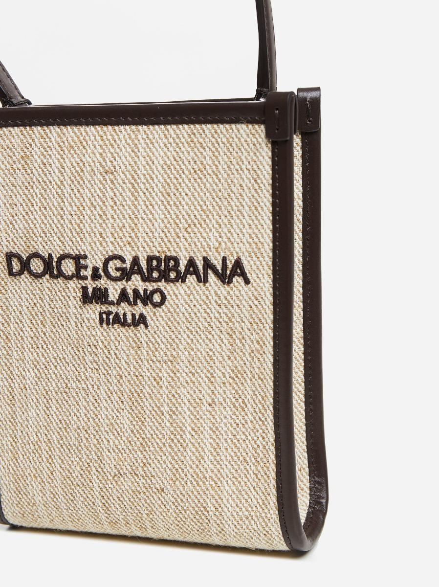DOLCE & GABBANA Borsa shopping piccola in tela Prezzo Ridotto
