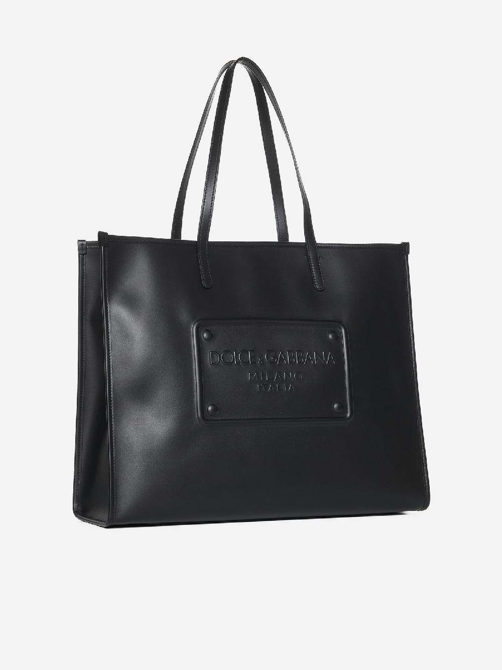 DOLCE & GABBANA Borsa tote grande in pelle con logo Offerta