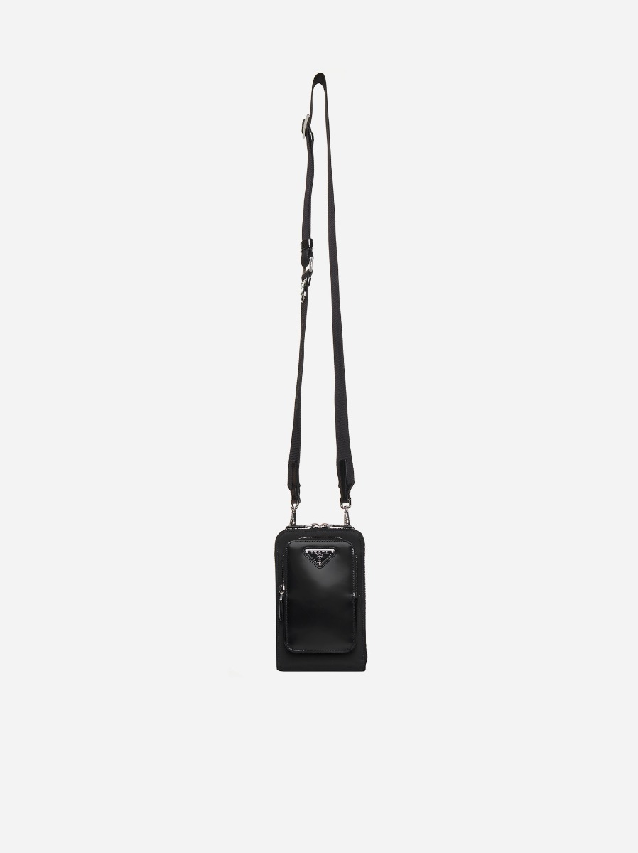 PRADA Borsa a tracolla in pelle e Re-Nylon