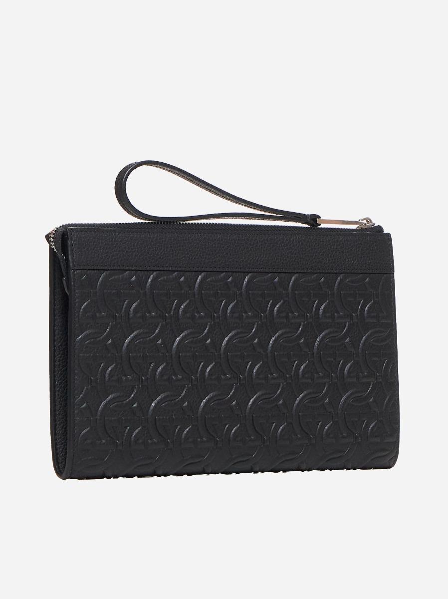 FERRAGAMO Clutch Travel in pelle Gancini Vendita Calda