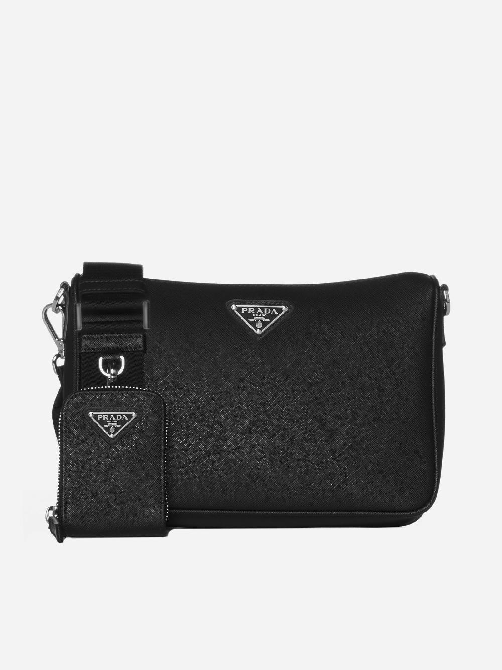 PRADA Borsa in pelle Saffiano con placca-logo