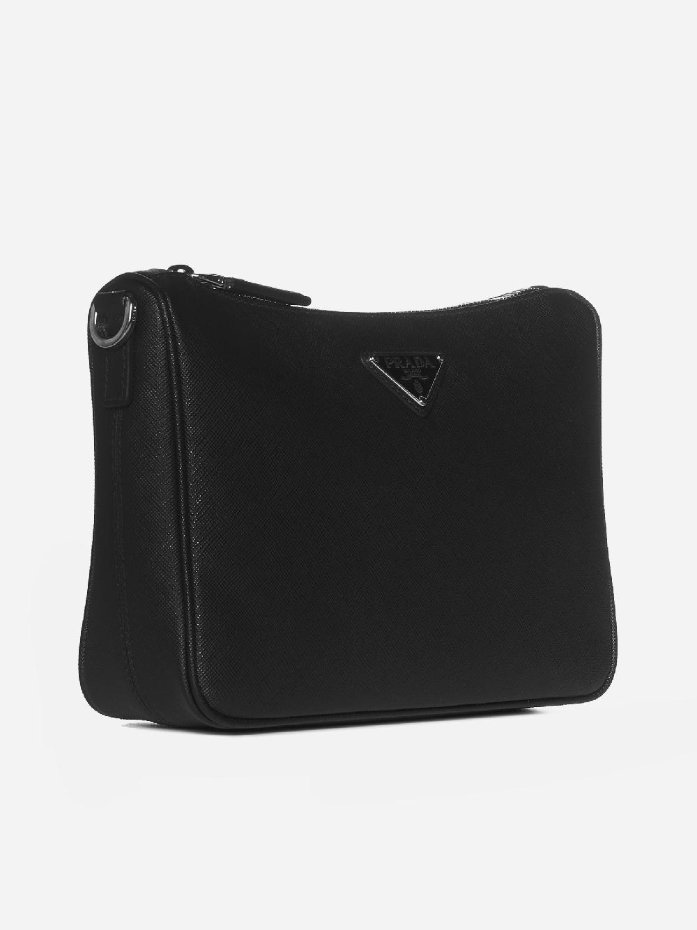PRADA Borsa in pelle Saffiano con placca-logo In Saldo