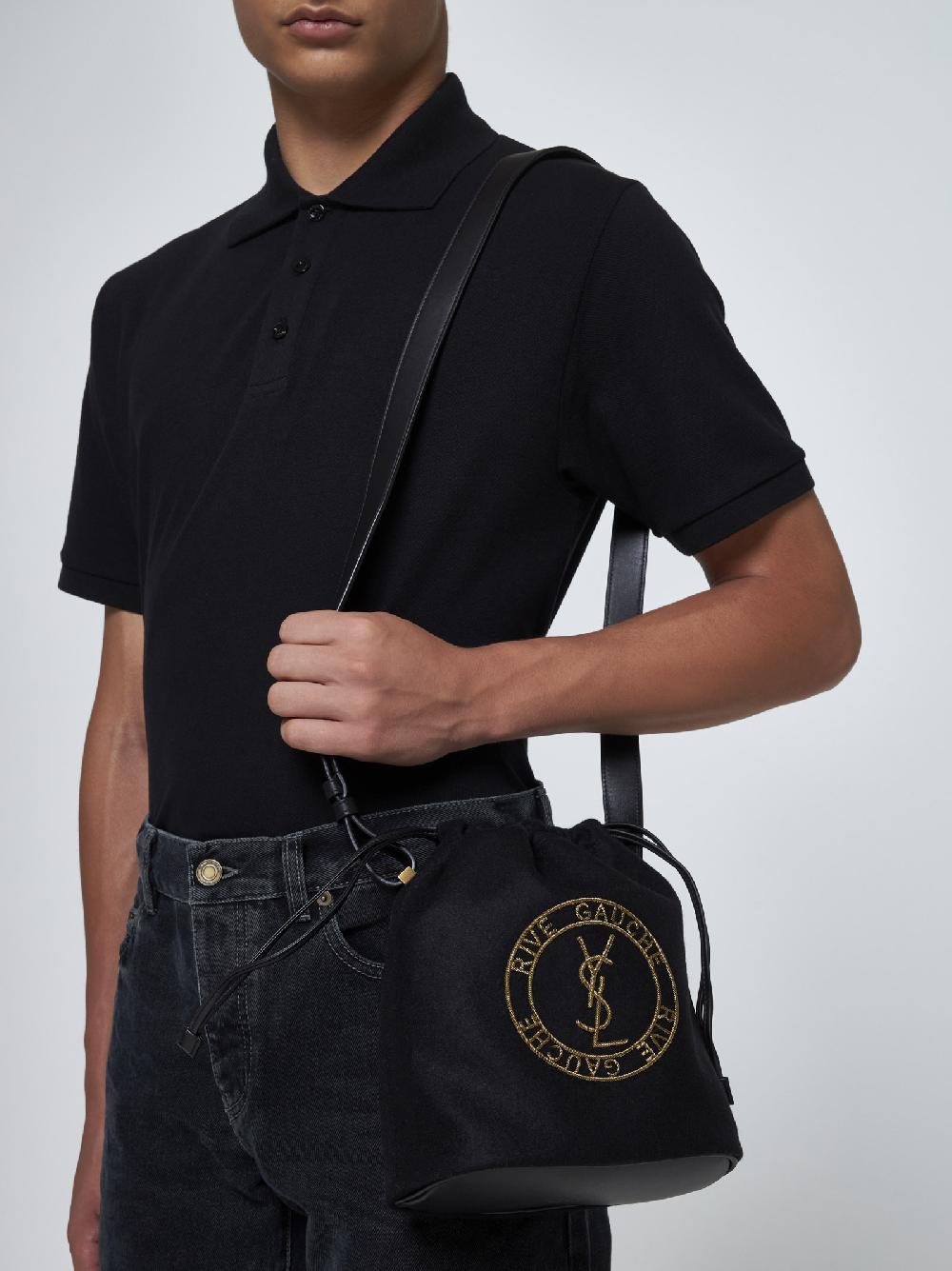 SAINT LAURENT Borsa a secchiello Stamp in lana Italia