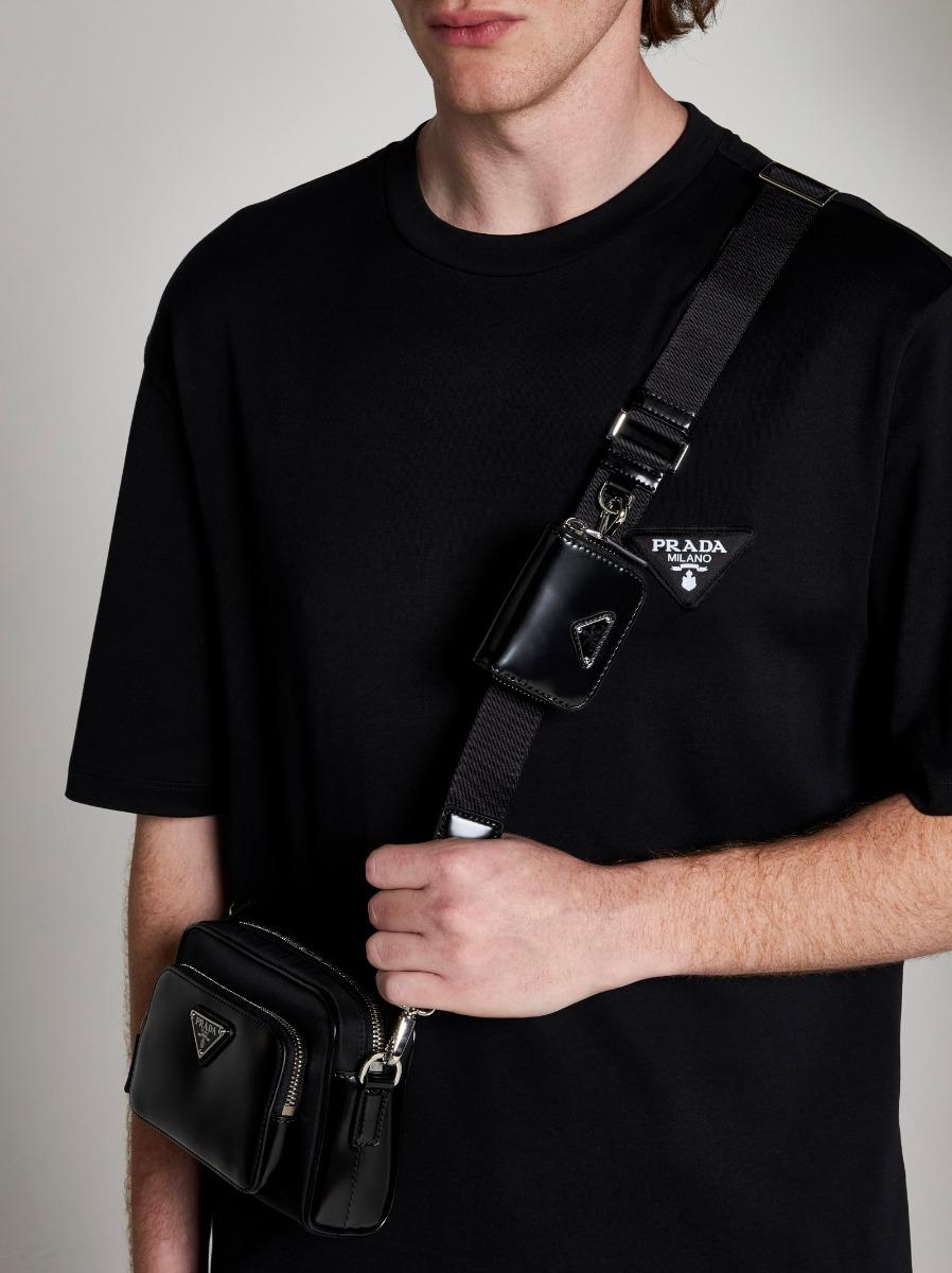 PRADA Borsa a tracolla in Re-Nylon e pelle Spedizione Gratuita