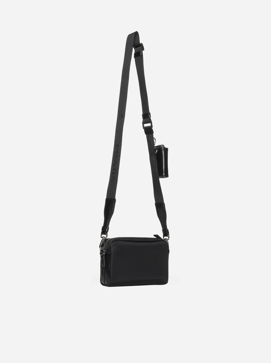 PRADA Borsa a tracolla in Re-Nylon e pelle Spedizione Gratuita