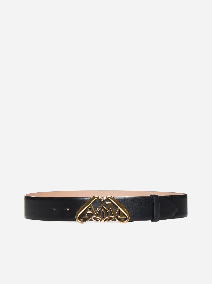 ALEXANDER MCQUEEN Cintura in pelle con fibbia Seal