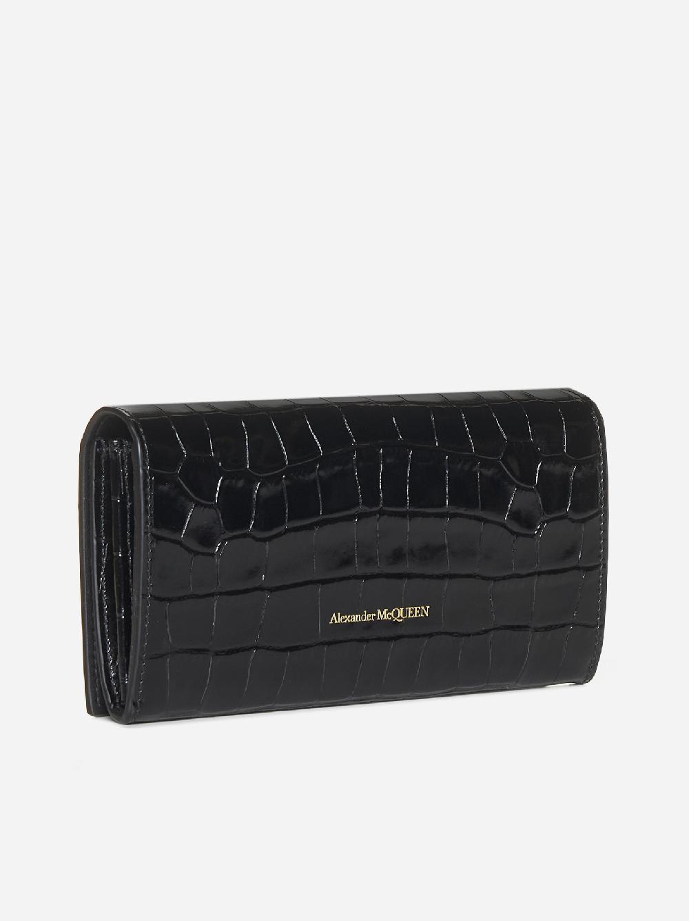 ALEXANDER MCQUEEN Portafoglio Skull in pelle effetto coccodrillo Negozi Online
