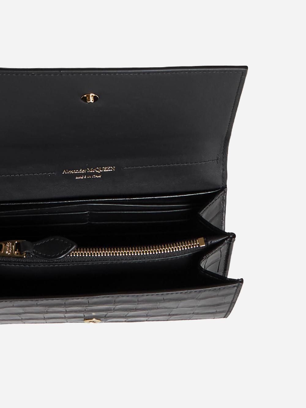 ALEXANDER MCQUEEN Portafoglio Skull in pelle effetto coccodrillo Negozi Online